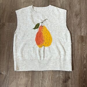 SHEIN Cream Sweater Vest with Pear Design